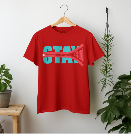 Zipped Strength Graphic Printed Oversized T shirt