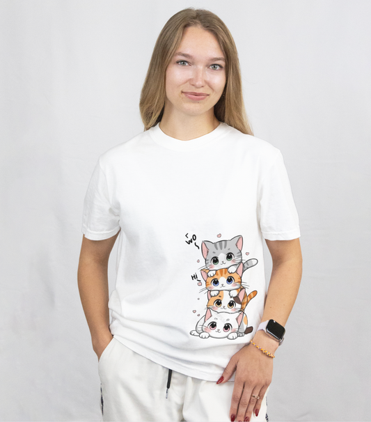 Stacked Cuteness Cat Regular Fit T shirt