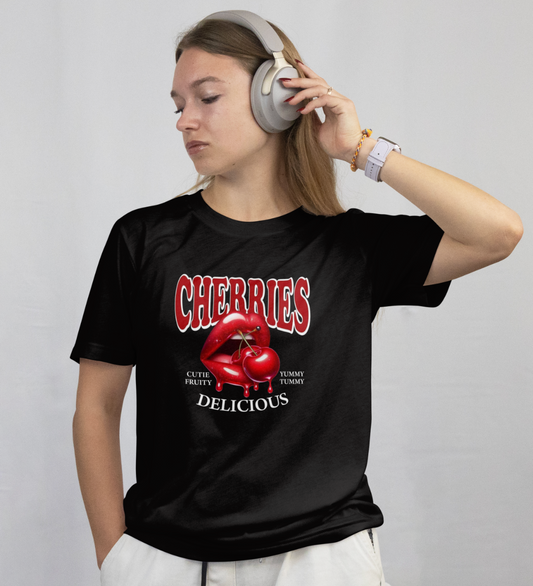 Cherry Kiss Regular Fit Graphic Printed T shirt