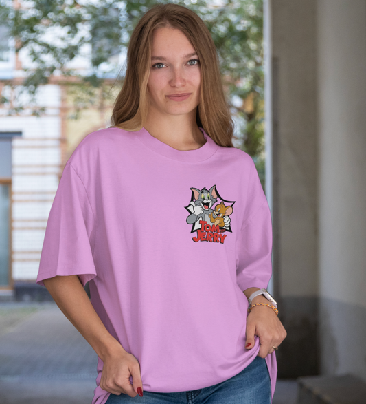 Tom & Jerry Graphic Printed Oversized Fit Lilac Tee