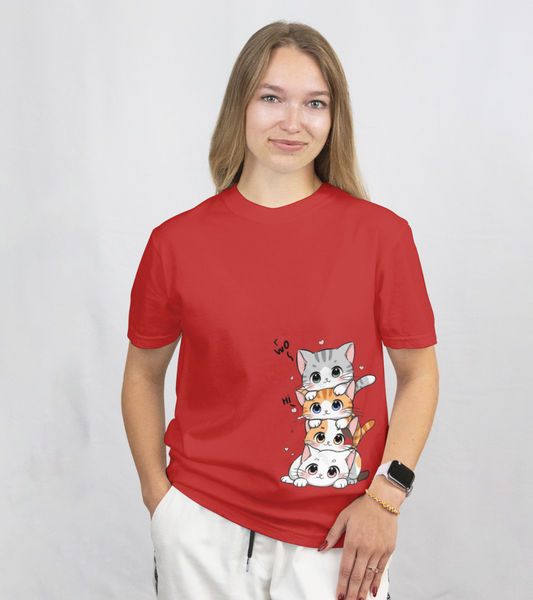 Stacked Cuteness Cat Regular Fit T shirt