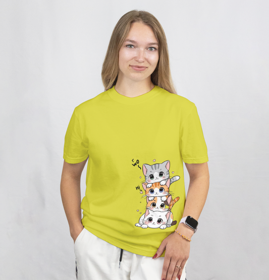 Stacked Cuteness Cat Regular Fit T shirt