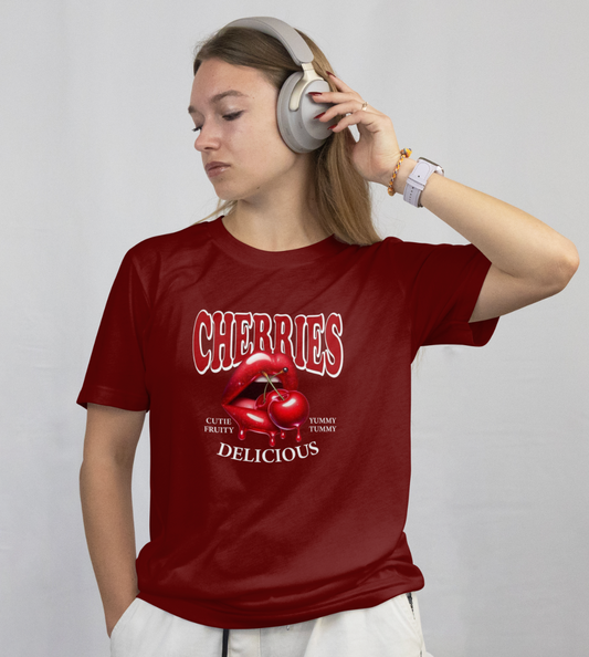 Cherry Kiss Regular Fit Graphic Printed T shirt
