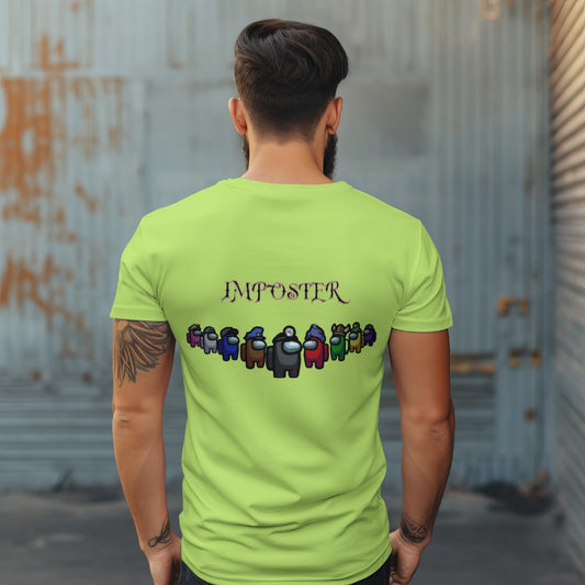 Male round neck among us back design cotton t shirt