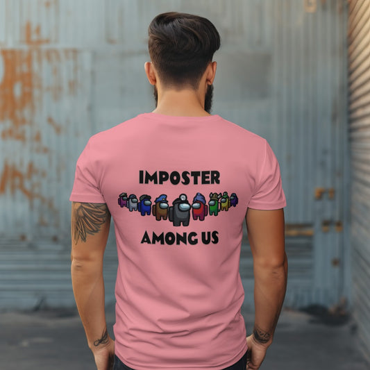 Male round neck among us back design cotton t shirt