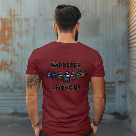 Male round neck among us back design cotton t shirt