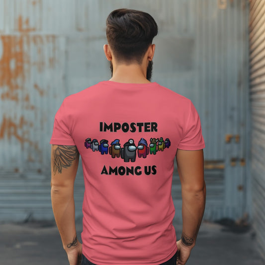 Male round neck among us back design cotton t shirt