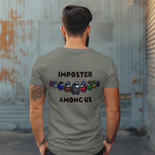 Male round neck among us back design cotton t shirt