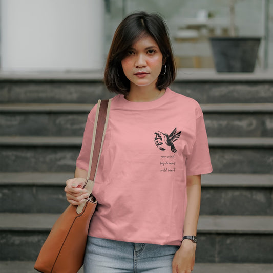 Women’s Cotton Round neck T shirt with Minimalist print
