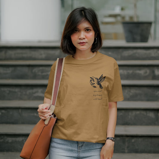 Women’s Cotton Round neck T shirt with Minimalist print