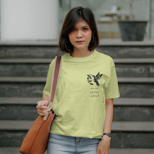 Women’s Cotton Round neck T shirt with Minimalist print
