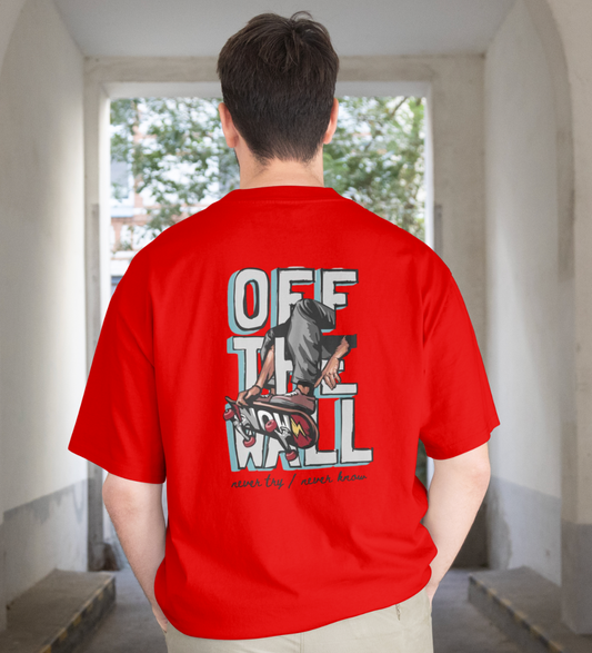 Off The Wall Red Graphic Printed Oversize T shirt